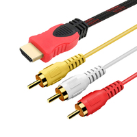 Cable negro de alta calidad de 1,5 M, convertidor HD a 3RCA, para DVD, HDTV STB 1080P