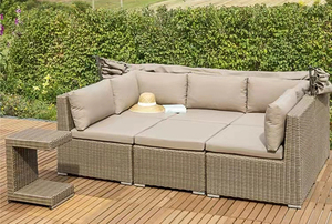 Sofá de Jardín, Muebles de Exterior, Mimbre, Ratán, Cama Solar, Sofá Esquinero para Patio, Combinación - Product Image 5