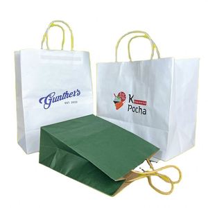 Sacs en papier kraft brun jetables avec poignée, sacs cadeaux/alimentaires de luxe personnalisés en gros ZJPACK - Product Image 1