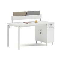 Poste de travail de bureau individuel moderne en bois avec cloison de séparation pour employés, ensemble de mobilier de bureau blanc