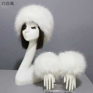 Women 2 Piece Faux Fur Set <b>Artificial</b> Fur Flat Cap Winter Warm Cuffs Comfortable Soft Accessories for Christmas New Year - Product Image 5