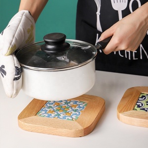 Japanese Retro Wooden <strong>Marble</strong> Coaster Solid Tile Potholder <strong>Placemats</strong> for Table - Product Image 3