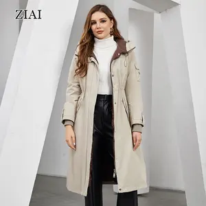 加厚外套长绗缝外套冬季防风abrigos女式保暖夹克超大河豚优雅女式外套