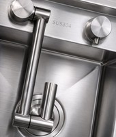 Évier de cuisine encastré en acier inoxydable 304 à cuve unique avec cache-robinet pliable, fait main, moderne, pour camping-car, bar, maison, vente en gros, service OEM ODM