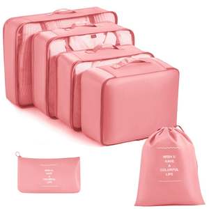 Unisex Lightweight Zipper Closure Packing Cubes Fashionable Letter-Style <b>Luggage</b> Storage Bag Clothes Cosmetics <b>Travel</b> Bag <b>Set</b> - Product Image 3