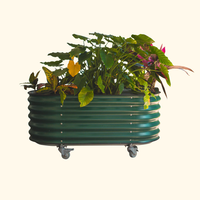 Lit de jardin surélevé galvanisé avec roues Boîte à fleurs surélevée pour l'extérieur Lits à fleurs en métal auto-arrosés pour patio Herbes végétales