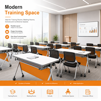 Table de formation modulaire extensible moderne avec structure métallique et roulettes pour projets commerciaux, bureaux et salles de classe