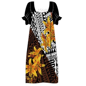 Tissu en polyester imprimé Hibiscus délicat sur <span class=keywords><strong>fond</strong></span> tribal audacieux <span class=keywords><strong>Henry</strong></span> Textile pour sarongs et robes mumu - Product Image 5