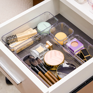 Clear Plastic Drawer Organizer Set 25pcs Multifunctional Space Saving <b>Storage</b> Trays for Makeup Desk Supplies Kitchen & Wardrobe - Product Image 2