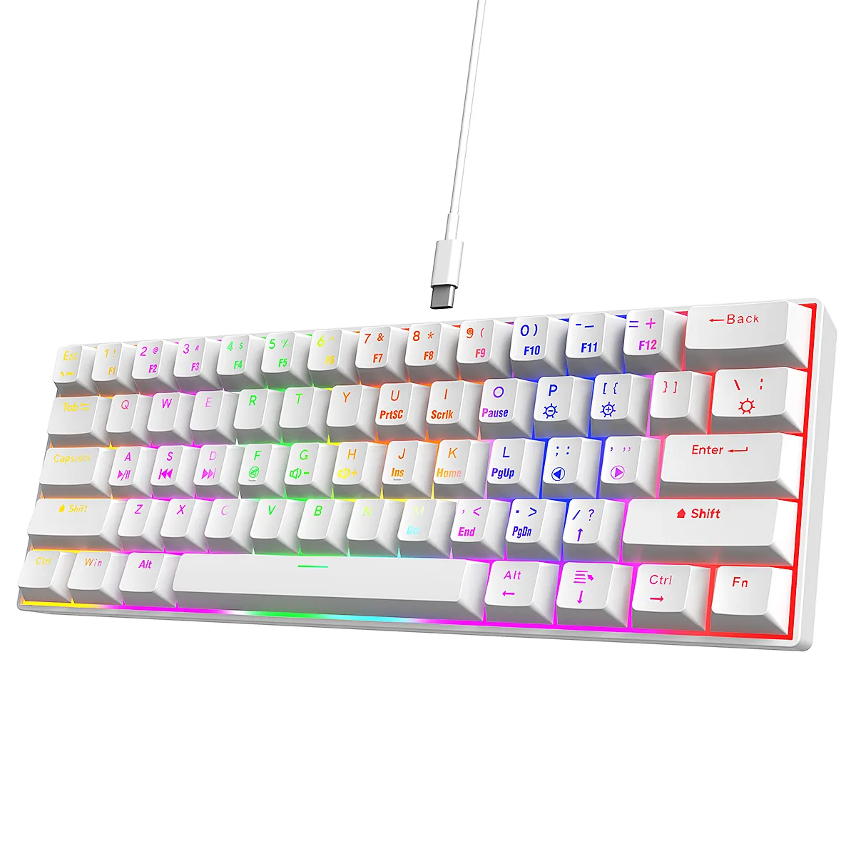 COUSO benutzerdefinierte farbige Keycaps 60 % verdrahtet RGB Gaming Tastatur benutzerdefinierte Téclado Gamer 61 Tasten kompakte kabellose mechanische Tastatur