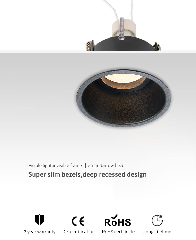 GU5.3 Round Black Adjustable LED Downlight Anti Glare IP 20