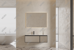 Mueble de Baño Flotante Moderno <span class=keywords><strong>MEBO</strong></span> con Doble Cajón y Espejo LED Retroiluminado - Product Image 2