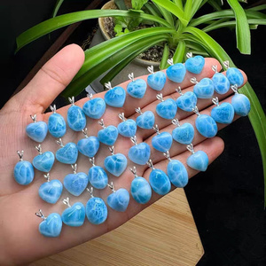 Ruban 925 pendentif en pierres précieuses pierre septarienne bleue cristal naturel artisanat bijoux Larimar pour la guérison - Product Image 2