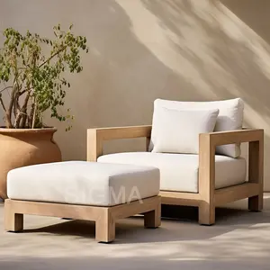 High Quality Comfortable Cushion All Weather Modern Outdoor Furniture Hotel Teak Garden Sofa Set