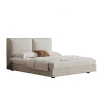 Lit Double "Soft" Zayshine de Luxe Moderne Nordique, en Velours Blanc, pour Chambre Parentale, Tailles Queen et King (1.5 et 1.8 Mètres), Grand Format avec Rangement