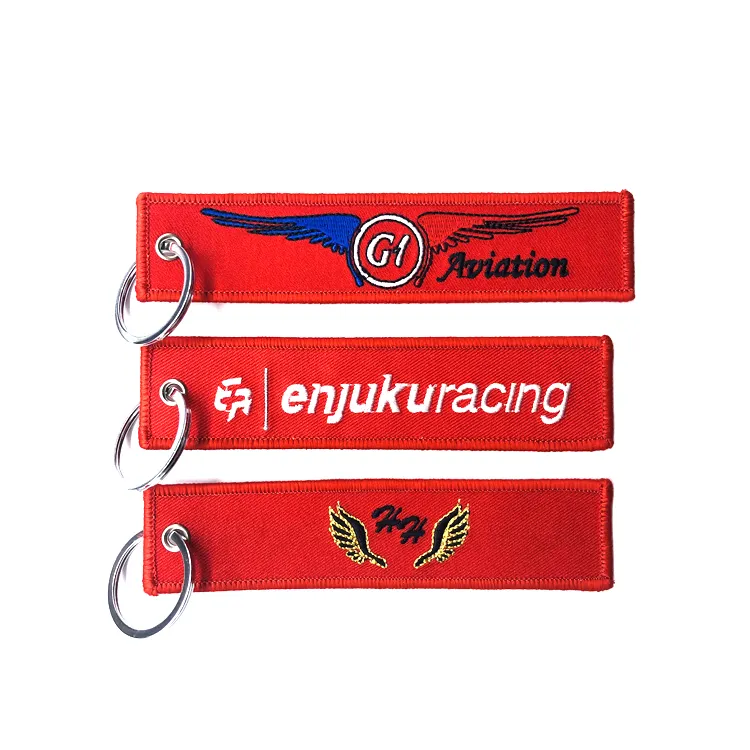 Gantungan Kunci Bordir Logo Nama Merek Promosi Kustom Baru dengan Logo Bordir Kustom