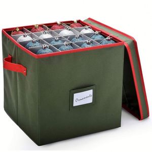 Organisateur de boules décoratives, pochettes intérieures en papier, capacité de 64 cellules, boîte de rangement pour boules de Noël avec poignées - Product Image 3