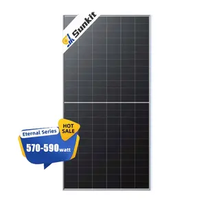 Недорогие солнечные панели Sunkit, 590 Вт, 585 Вт, 575 Вт, 580 Вт, Тип N, от фабрики, оптовая продажа, PV-модуль, монолицевой ЕС, запас