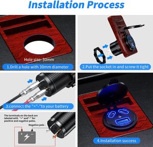 3 in 1 IP66 Waterproof 108W <b>Usb</b> Charger Car 12V <b>Usb</b> Outlet <b>Socket</b> <b>with</b> Dual PD and QC3.0 Port and ON-OFF Switch - Product Image 5