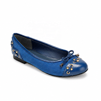 Chaussures de ballet à talon bas et bout rond pour femmes, style slip-on, avec détails œillets dorés, vente en gros OEM ODM, collections de marques fournisseurs, approvisionnement en vrac