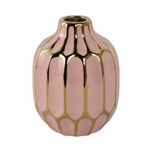 Vaso in Ceramica con Accenti Oro Rosa, Vaso Decorativo Moderno per Soggiorno, Camera da Letto, Ufficio e Scrivania - Product Image 1