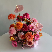 Centre de table de mariage moderne de luxe de 35 cm, boule florale sur piédestal blanc, arrangement élégant de roses en soie, de haute qualité, fantaisie