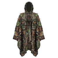 Combinaison de camouflage unisexe 3D à motif feuillage, anti-humidité, à capuche, pour la chasse en extérieur, le tir et l'observation de la faune