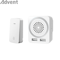Kit de sonnette de porte sans fil Sonnette de porte sans fil cinétique pour malentendants avec 2 ports USB Sonnette de porte sans fil intelligente
