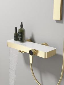 <strong>Simple</strong> Design Double-Function Brass <strong>Shower</strong> Set with Hot and Cold Waterfall Faucet Brushed Gold Rose for Hotels - Product Image 3