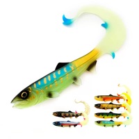 Leurre souple de pêche Spinpoler Firebomb 17,5 cm 22 cm, Swimbait à longue queue ondulée, pour gros brochet, action nageuse séduisante, type Grub, Jig