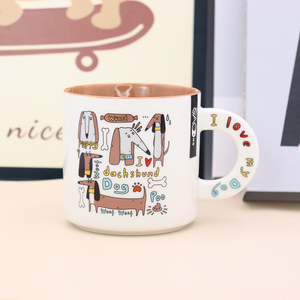 Tasse à café en céramique écologique avec motif de chien mignon (Dachshund, Bull Terrier) imprimé, poignée décorée, idéale pour les cadeaux promotionnels en gros - Product Image 3