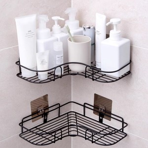 Étagère d'angle triangulaire murale Shi Lifan pour salle de bain, fixation par ventouse, en fer, pour rangement de produits de toilette, douche et toilettes - Product Image 1
