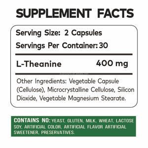 Extracto de Té Verde Natural OEM L-Teanina Mejora la Memoria, el Sueño, la Salud Cerebral y la Relajación Unisex 60 Cápsulas - Product Image 3