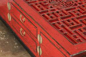 Antike rote chinesische notleidende schnitzende TV-Schranks chu blade kiste - Product Image 6