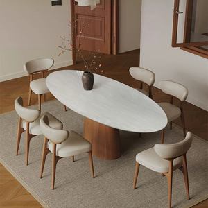 Ensemble de table à manger ovale en bois massif naturel, artisanat élégant, mobilier d'intérieur moderne, pour <span class=keywords><strong>6</strong></span> personnes - Product Image 4