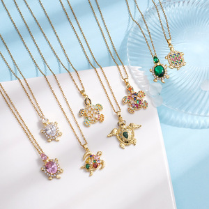 Venta caliente moda encanto collar Zirconia mar Animal tortuga cuello mujeres chapado en oro joyería collar - Product Image 2