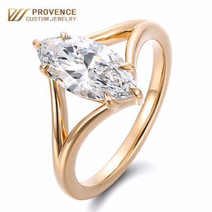 Bague en or jaune 14K/18K avec diamant de laboratoire taille marquise sur mesure de 1,61 carat, certificat IGI, style classique, pour femme, bague de fiançailles - Product Image 1