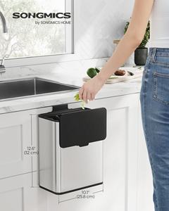 <span class=keywords><strong>Poubelle</strong></span> murale <span class=keywords><strong>SONGMICS</strong></span> avec crochets, <span class=keywords><strong>poubelle</strong></span> en acier de 8 L avec couvercle pour la cuisine - Product Image 2