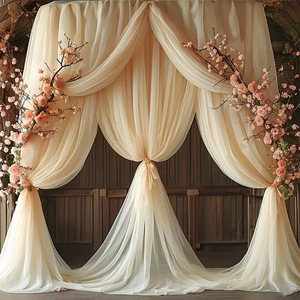 Cortinas de tela de gasa transparente elegantes, directas de fábrica, para telón de fondo de arco de boda, cortinas transparentes para techos de boda, cortinas para decoración de bodas - Product Image 3