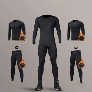 Completo Invernale da Corsa per <span class=keywords><strong>Uomo</strong></span>, Intimo Termico Foderato in Pile, Tuta Compressiva ad Asciugatura Rapida per Sport e Allenamento <span class=keywords><strong>Fitness</strong></span> - Product Image 1