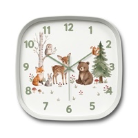 Jam Dinding Hewan Kartun REIDA dengan Desain Art Deco, Dial Khusus, dan Jarum Quartz untuk Ruang Tamu Anak