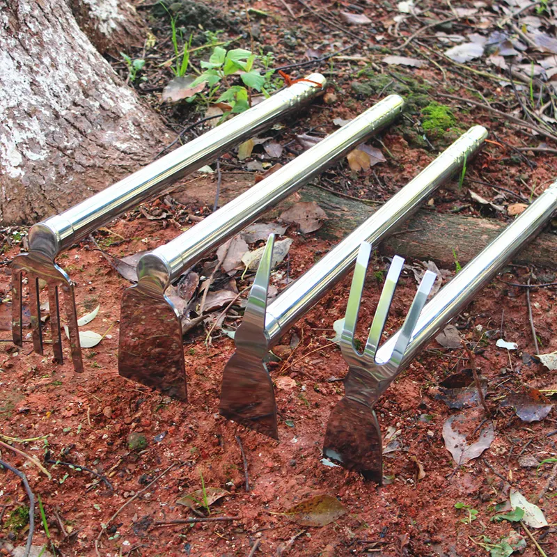 Long Handle Garden Stainless Steel Pickaxe And Hoe Rake Garden Hoe Hand Tools 15/24Inch Gardening Cultivator