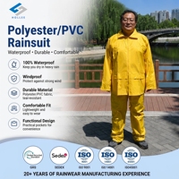 100% Wasserdichte Regenjacke und -hose Gelb Polyester mit PVC-Beschichtung Hochwertiger Regenanzug Gelber Strapazierfähiger Regenmantel