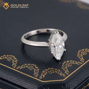 Goldleaf Wholesale 925 Sterling <b>Silver</b> 2ct Marquise Cut Moissanite Women's Engagement Wedding <b>Ring</b> Prong Setting <b>Silver</b> Plated - Product Image 2