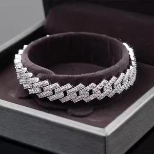 Fine Moissanite Cuban Link Bracelet 925 Sterling Silver Plated Hip Hop Style Trendy Chain Jewelry Gift for <b>Men</b> Women - Product Image 4