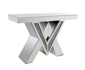 Table <span class=keywords><strong>console</strong></span> miroir de luxe moderne argentée avec diamants pour salon et <span class=keywords><strong>couloir</strong></span>, vente en gros, directement de l'usine - Product Image 5
