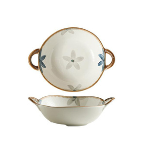 Assiette en céramique bleue d'encre bol ménage en gros 2024 nouveau bol à soupe binaural <span class=keywords><strong>japonais</strong></span> ensemble de vaisselle - Product Image 6