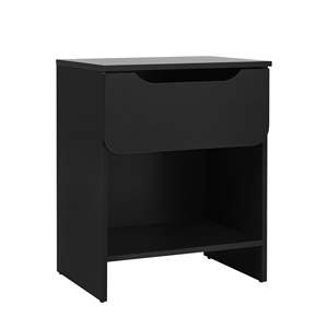 DB Modern Luxury 1-Drawer <b>Nightstand</b> with Cubby Solid Wood European Minimalist Design for Bedroom or Living Room Black - Product Image 1