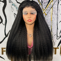 Perruque Lace Front Yaki en gros, cheveux humains vierges péruviens, perruque frontale 360 Full Swiss HD Lace, lisse crépu, pas chère, pour femmes noires