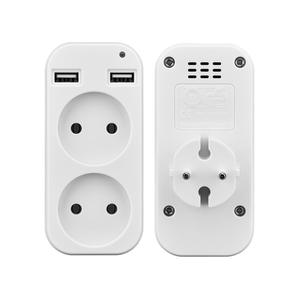 Interrupteur de prise murale électrique européenne 1 à 2 prise Schuko adaptateur de voyage EU avec interrupteur de prise de terre avec <span class=keywords><strong>USB</strong></span> - Product Image 3